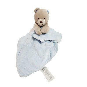 Carter's Child Of Mine Brown Bear Rattle Plush Blue Minky Lovey Security Blanket